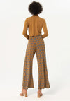 Surkana Elastic Waist Wide Leg Printed Trousers, Khaki