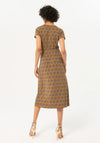 Surkana Wrap V-Neck Printed Midi Dress, Khaki
