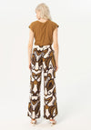 Surkana Elastic Waist Print Wide Leg Trousers, Khaki