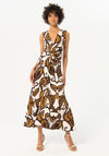 Surkana Twisted Waist Print Maxi Dress, Khaki