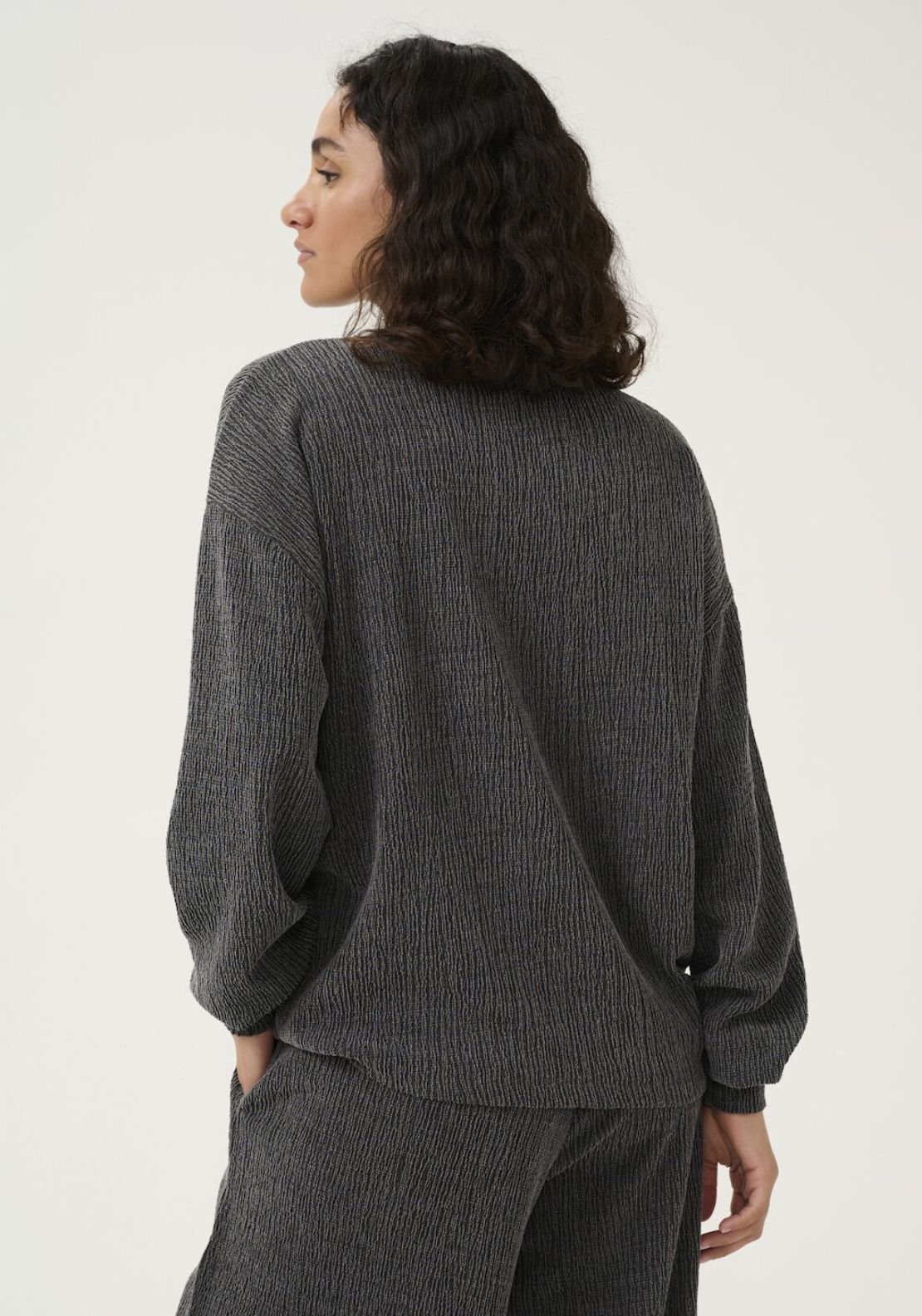 Kaffe Olga Textured Top, Dark Grey