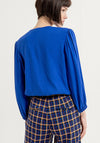 Surkana V-Neckline Ruffled Blouse, Cobalt Blue