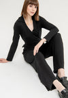 Surkana Belted Waist Wide Leg Jumpsuit, Black