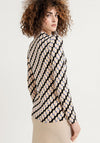 Surkana Abstract Print Collared Top, Black