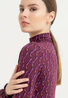 Surkana Turtleneck Abstract Print Top, Plum