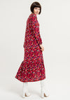 Surkana Flower Pattern, Frill Hem Maxi Dress, Red