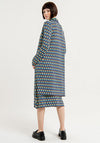 Surkana Abstract Print Lapel Collar Long Cardigan, Blue