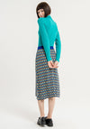 Surkana Abstract Print Fine Knit A-line Midi Skirt, Blue