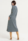Surkana Abstract Print Knit A-line Midi Dress, Blue
