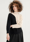 Surkana Two Tone Knit Sweater, Black & Cream
