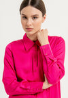 Surkana Button Up Satin Shirt, Fuchsia