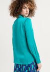 Surkana Button Up Satin Shirt, Turquoise