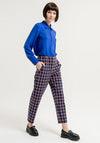 Surkana Plaid High Waist Cropped Trouser, Blue