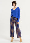 Surkana Plaid Wide Leg Cropped Trouser, Blue