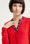 Surkana Button Up Long Knit Cardigan, Red