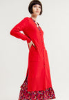 Surkana Button Up Long Knit Cardigan, Red