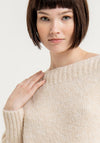 Surkana Boat Neckline Wool Blend Sweater, Ecru