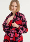 Surkana Wool Blend Patterned Oversized Coat, Red