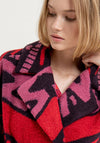 Surkana Wool Blend Patterned Oversized Coat, Red