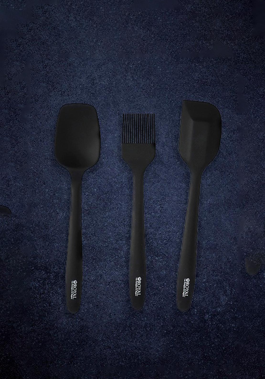 The Home Studio Royal Van Kempen & Begeer Silicone Spatula, Spoon and Brush Baking Set, Black
