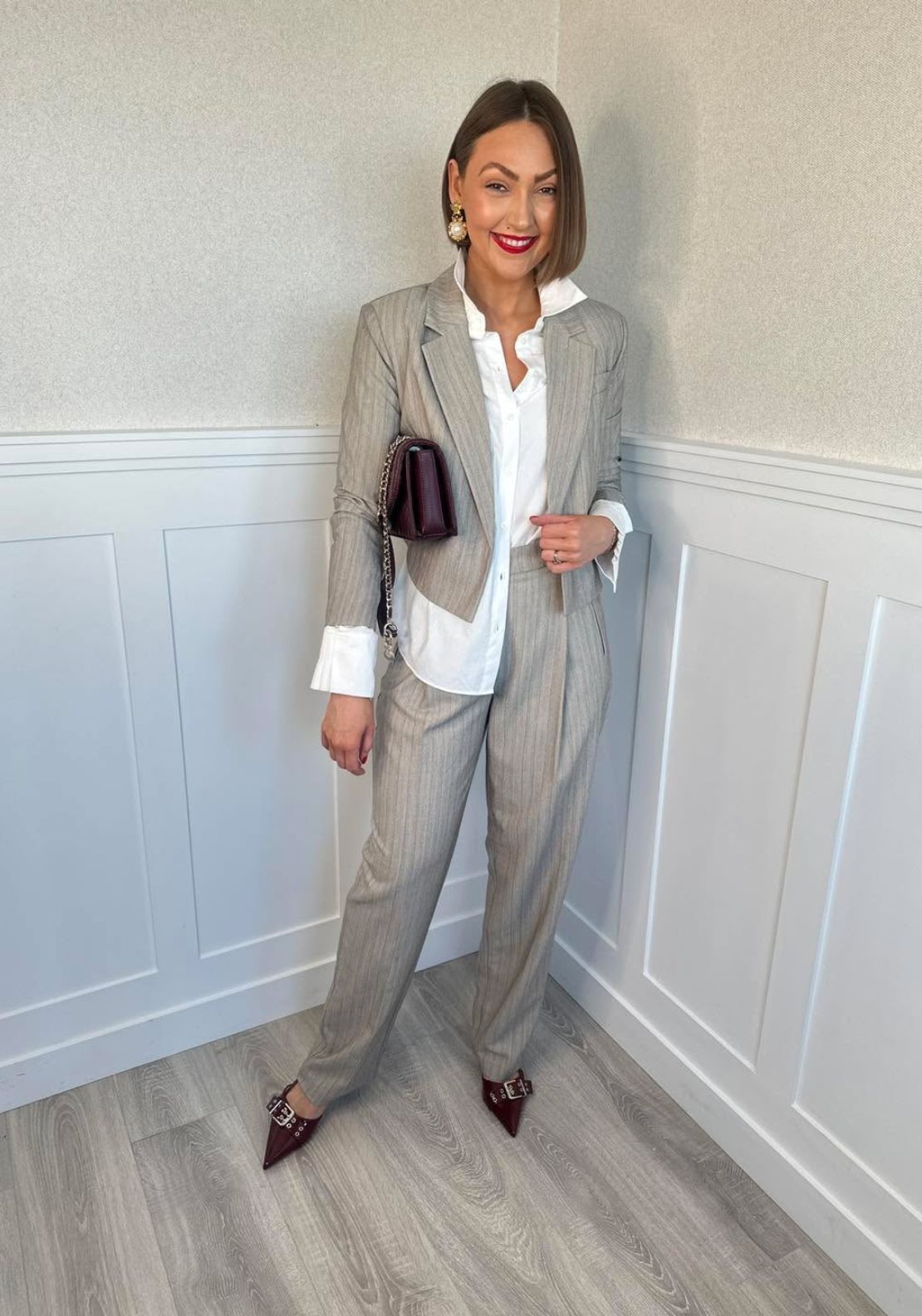 Vero Moda Eli Cropped Herringbone Blazer, Beige
