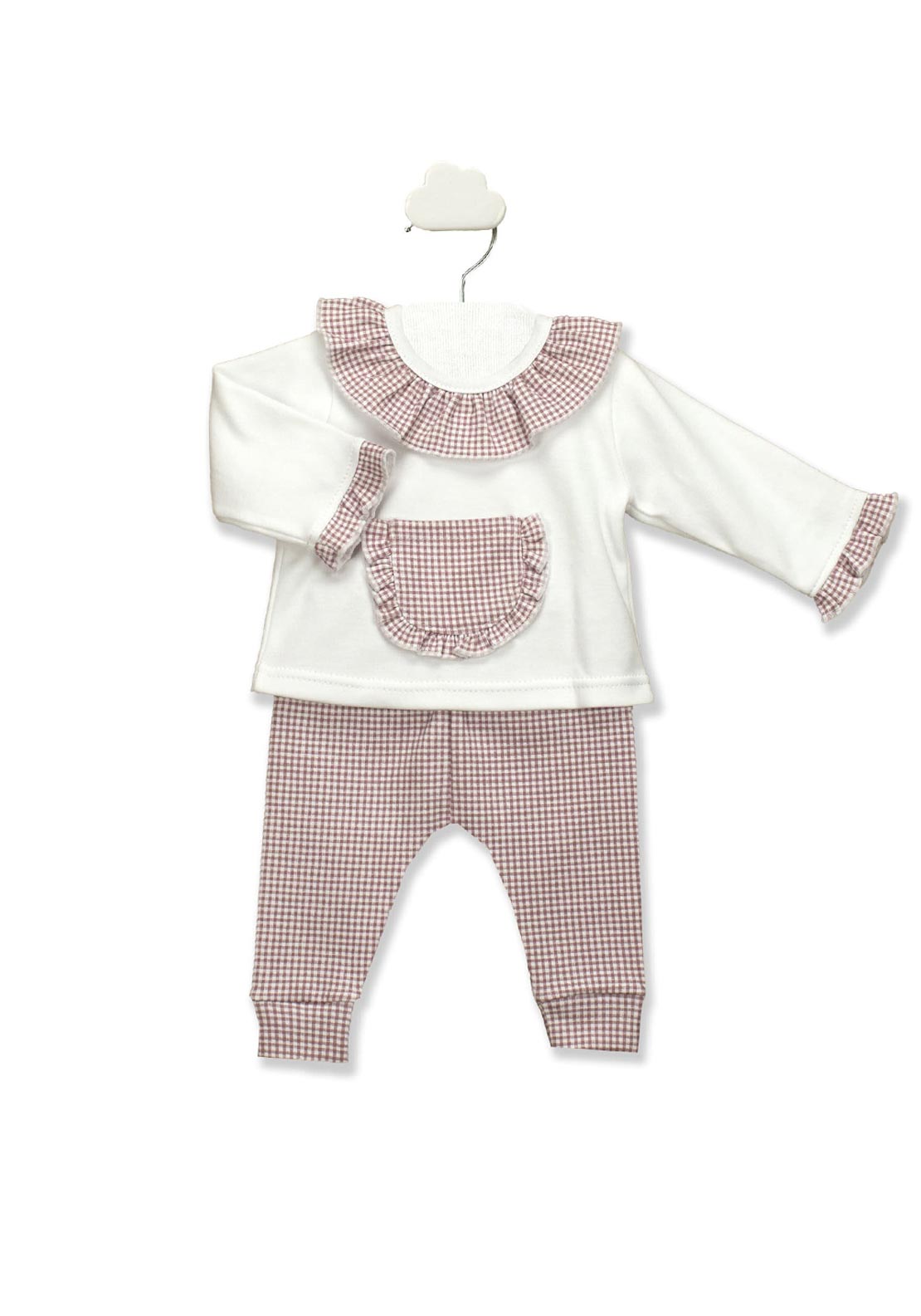Babidu Baby Girl Frill Collar 2 Piece Set, Red Multi