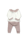 Babidu Baby Girl Frill Collar 2 Piece Set, Red Multi