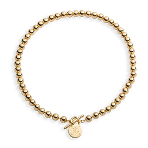Ralph Lauren Beaded Logo Padlock T-Bar Necklace, Gold