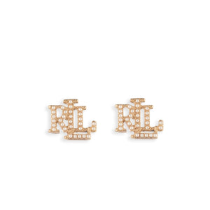 Ralph Lauren Faux Pearl Logo Stud Earrings, Gold
