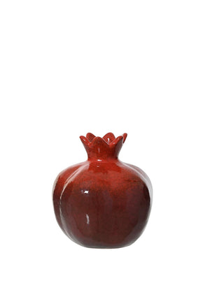 Kaemingk Stoneware Pomegranate Glazed Vase, Burgundy