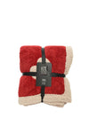 Kaemingk Diamond Stitched Sherpa Heart Throw, Red
