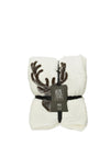 Kaemingk Embroidered Reindeer Throw, White