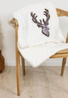 Kaemingk Embroidered Reindeer Throw, White