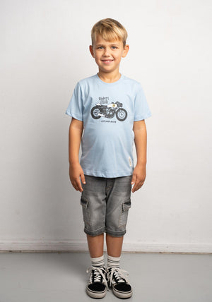 Hashtag Mini Boy Motorbike Tee and Short Set, Blue