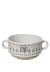 Kaemingk Rounded Stoneware Embossed Bowl, White
