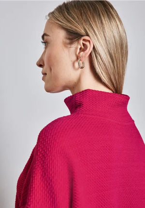 Street One Textured Funnel Neck Sweatshirt, Berry