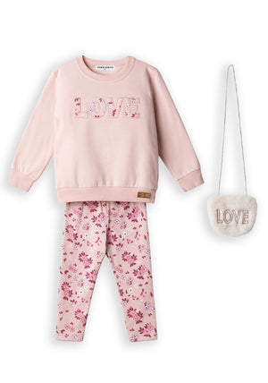 Ebita Mini Girl Love Sweater and Legging Set, Pink