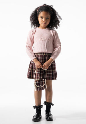 Ebita Mini Girl Tartan Four-Piece Set, Pink