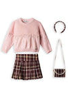 Ebita Mini Girl Tartan Four-Piece Set, Pink