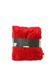 Kaemingk Snowflake and Evergreen Faux Fur Throw, Red