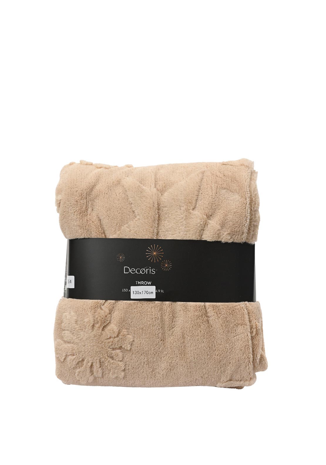 Kaemingk Snowflake and Star Faux Fur Throw, Pearl