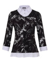 Dolcezza Brush Stroke Print Sweater & Shirt Two Piece, Black