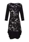 Dolcezza Brush Stroke Print Tie Waist Midi Dress, Black