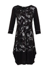 Dolcezza Brush Stroke Print Tie Waist Midi Dress, Black
