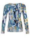 Dolcezza Paint Stroke V-Neck Top, Blue Multi