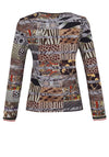 Dolcezza Mixed Print V-Neckline Top, Multi