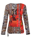 Dolcezza Mixed Print Drawstring Detail Top, Multi