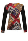 Dolcezza Bold Print Layered V-Neckline Top, Multi