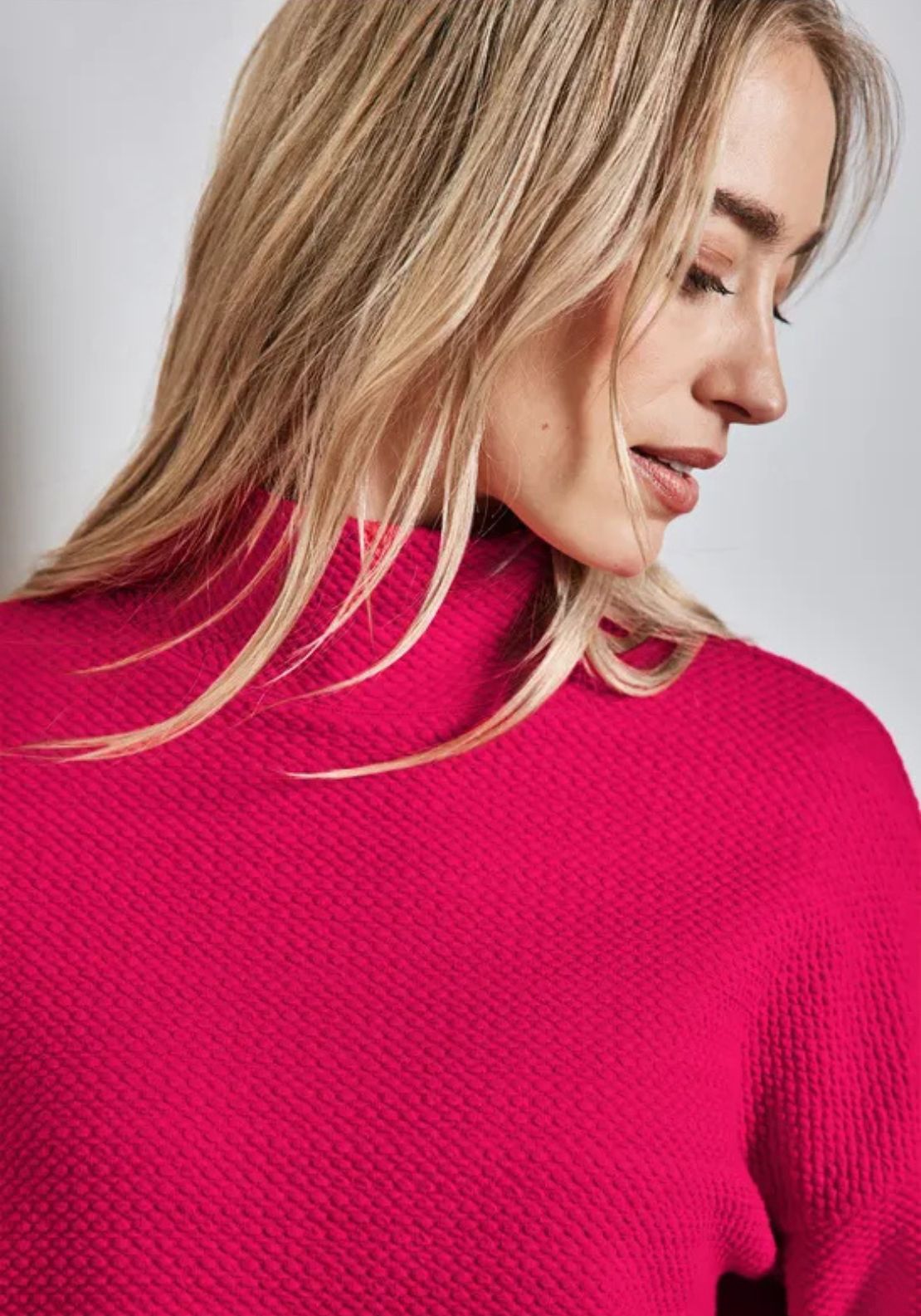 Street One Textured Funnel Neck Sweatshirt, Berry