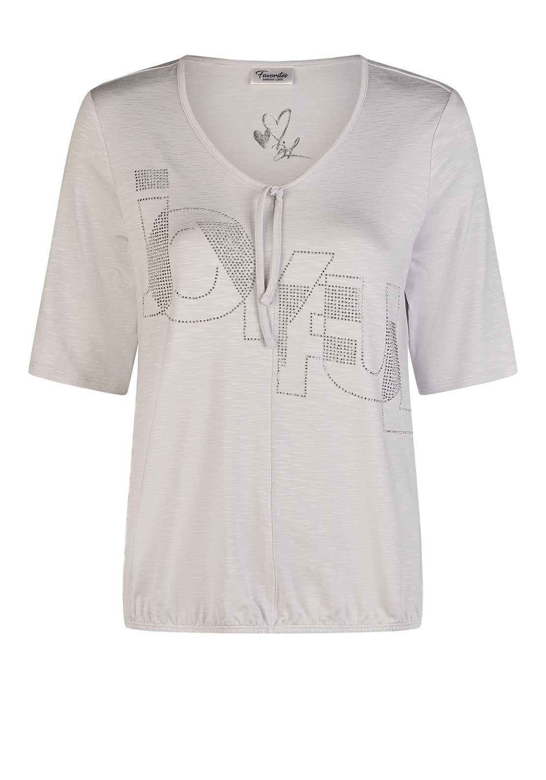Barbara Lebek Embellished Elasticated Hem Top, Grey